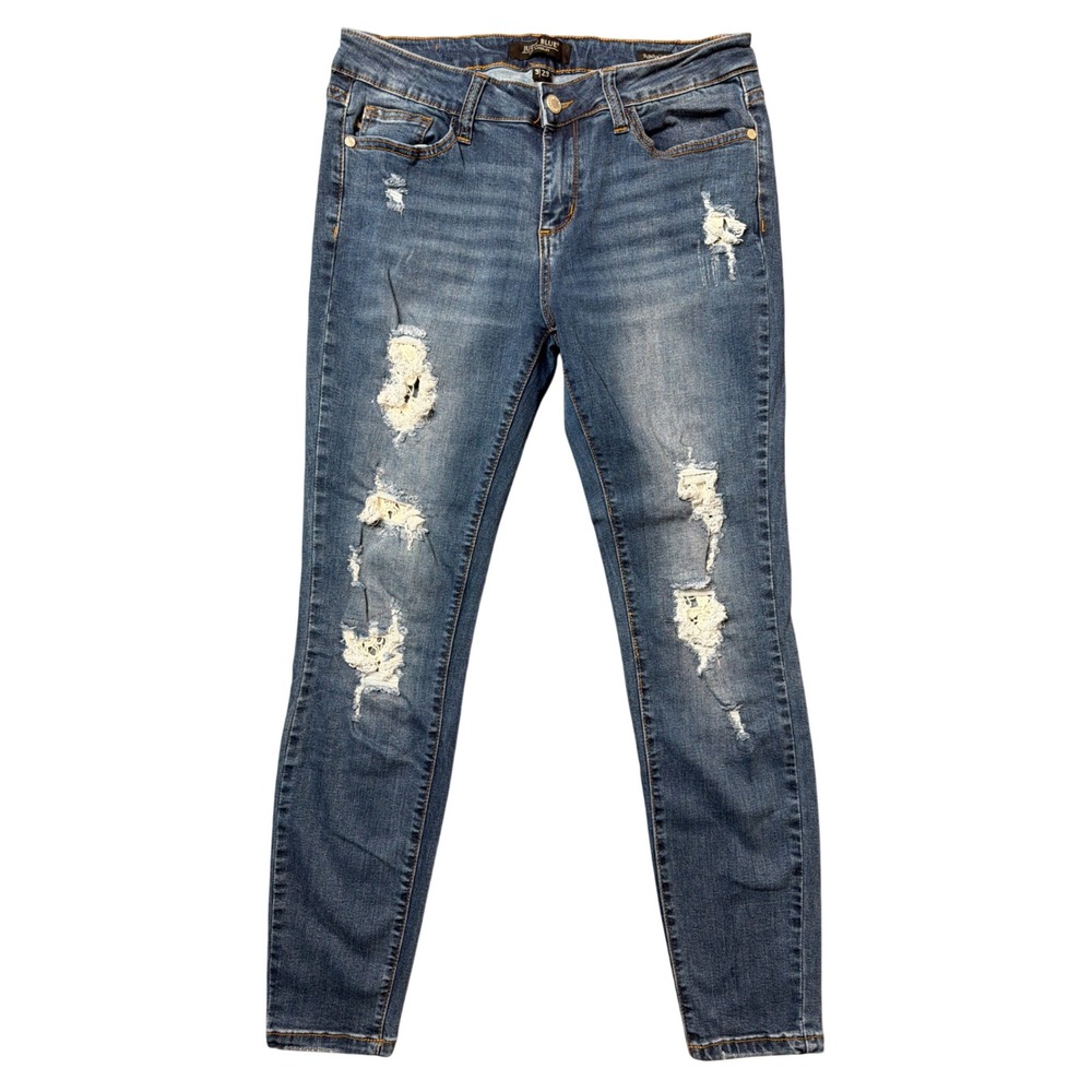 Judy Blue Jeans Womens 9/29 Skinny Fit JB8483 Blue Distressed